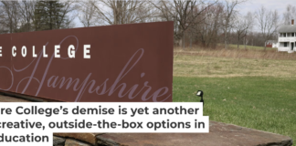 Hampshire College’s campus entrance on April 16, 2026, a few days after the school announced it is closing. Jessica Rinaldi/The Boston Globe via Getty Images